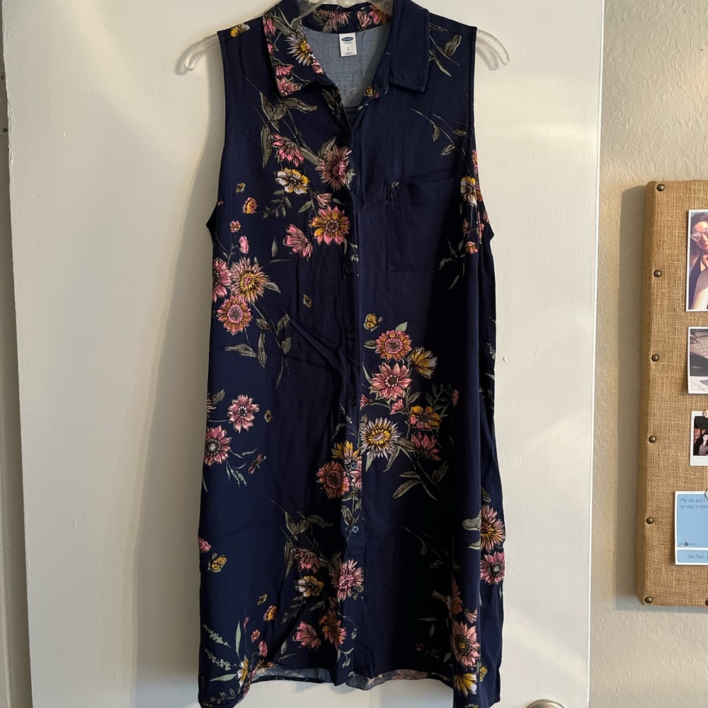 Tank Top Button Down Floral Swing Dress w/ Pockets